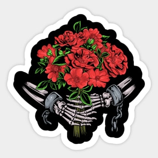 skull skeleton roses Sticker